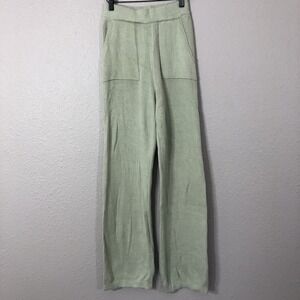 Sincerely Jules Women's Small Sweater Knit Wide Leg Pull On Pants Green Pockets